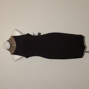 SLNY Black Halter Formal Dress